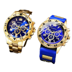 [Vintage Watch Set] 2pcs Men's Quartz Watch Set | Stainless Steel | Casual Watch | Business Watch | Silicone watch