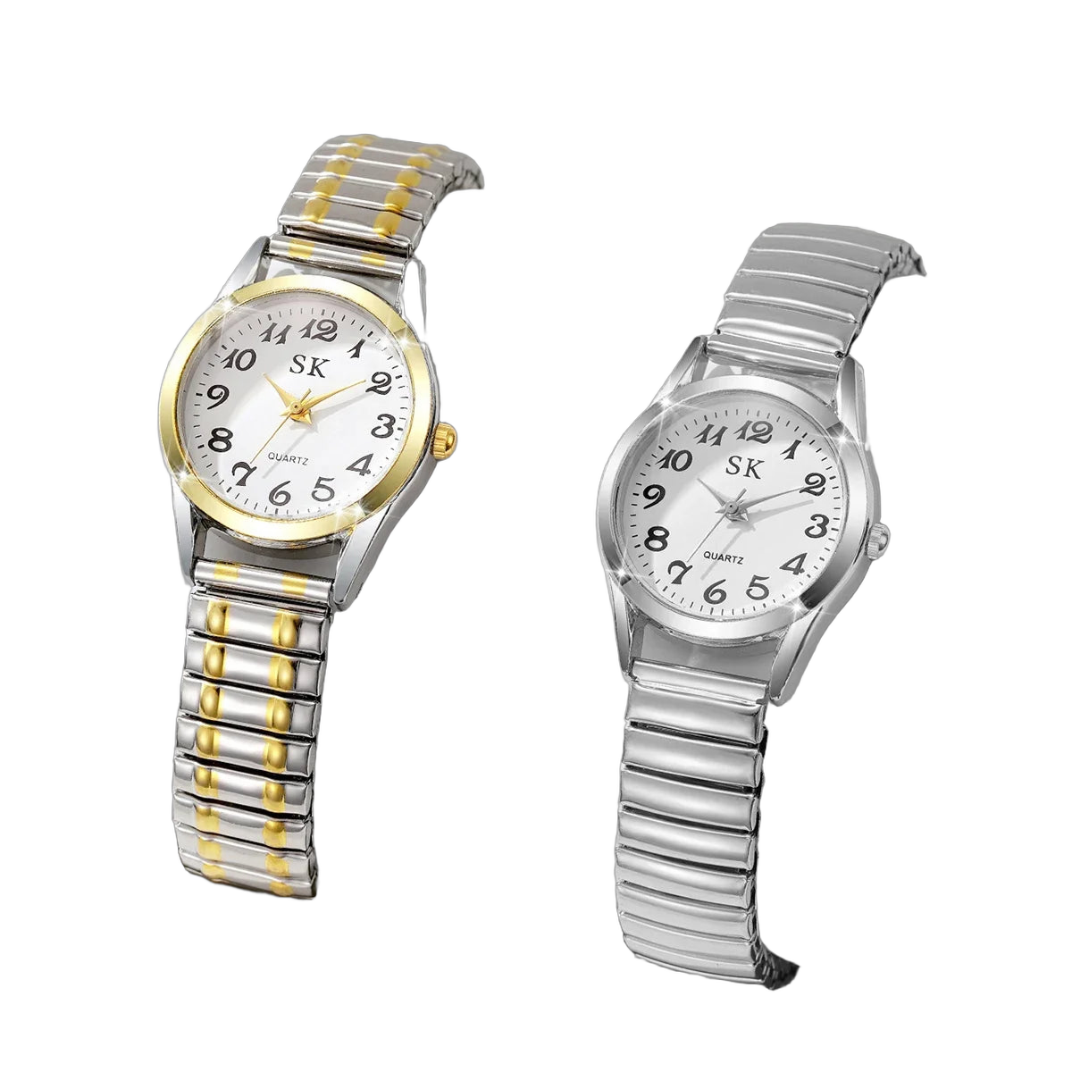 Middle aged and elderly watches, men's large digital dial, women's watch, steel strip spring, elastic band, elderly watch